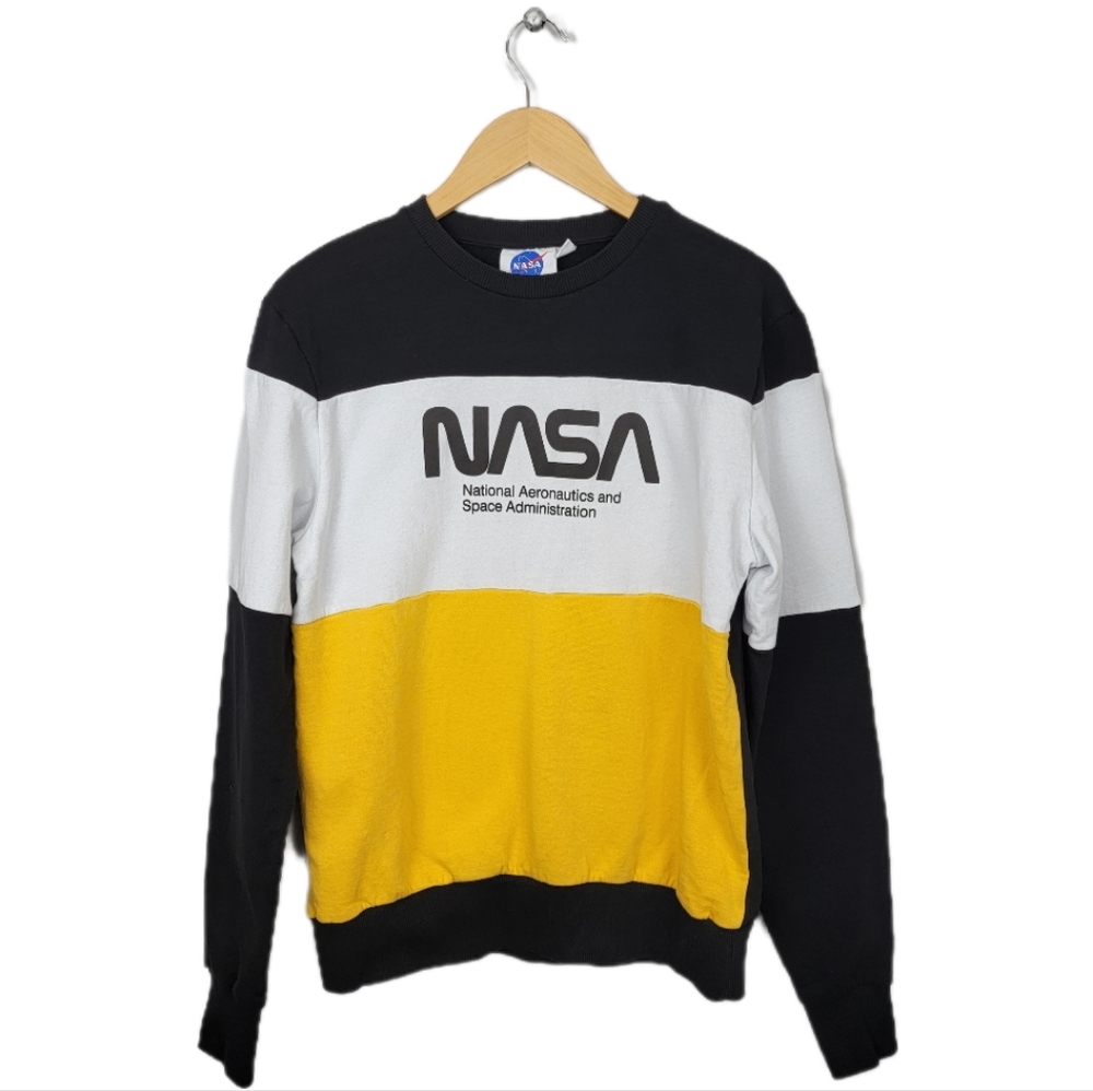 NASA Logo Graphic Color Blocked Crewneck Sweatshirt
